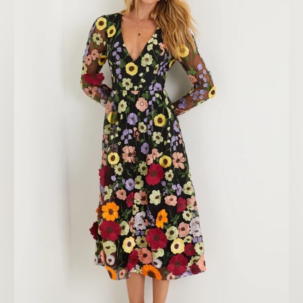 Lulus Impressive Blossom 3D Floral Dress